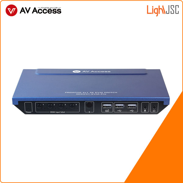 KVM Switch 4K 4 cổng, Hotkey, Lý tưởng cho làm việc tại nhà, game. AV Access 4KSW41-KVM-PRO - Image 2