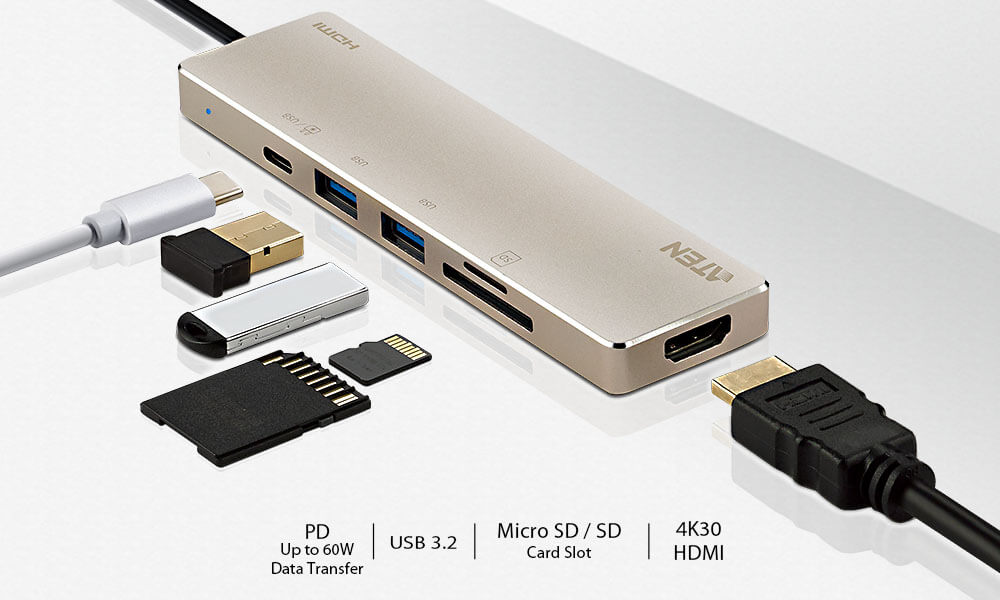 Aten UH3239 USB-C Multiport Mini Dock with Power Pass-Through 