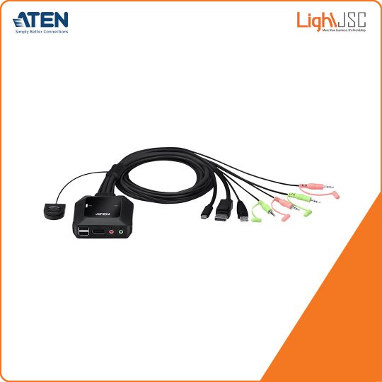Aten CS52DP 2-Port USB-C DisplayPort Hybrid Cable KVM Switch
