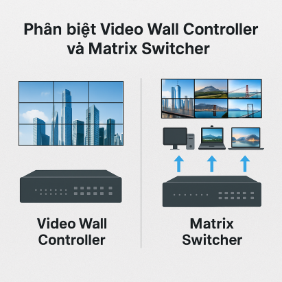 Phân biệt Video Wall Controller và Matrix Switcher